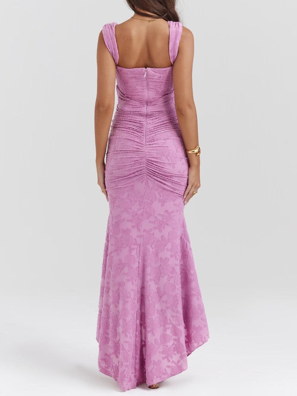 Elegant Floral Lace Maxi Dress for Women with Square Neck Sleeveless Corset Mermaid Formal Wedding Guest Style