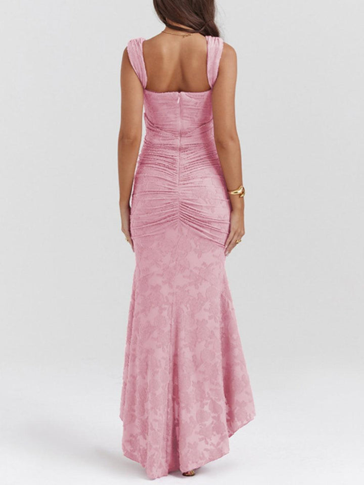 Elegant Floral Lace Maxi Dress for Women with Square Neck Sleeveless Corset Mermaid Formal Wedding Guest Style