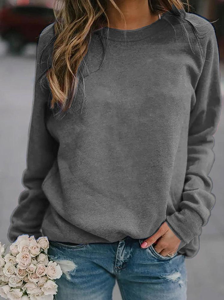 Comfortable Solid Crewneck Sweatshirt for Women with Long Sleeve Relaxed Raglan Casual Style