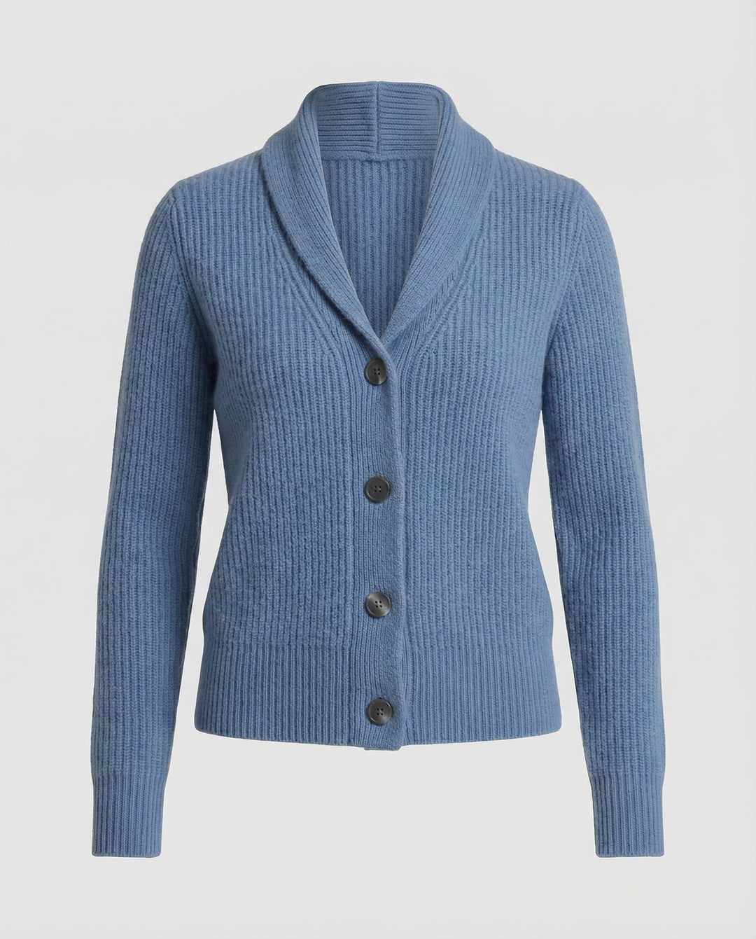 Comfortable Ribbed Knit Cardigan for Women with Shawl Collar Long Sleeve Button Front Relaxed Style
