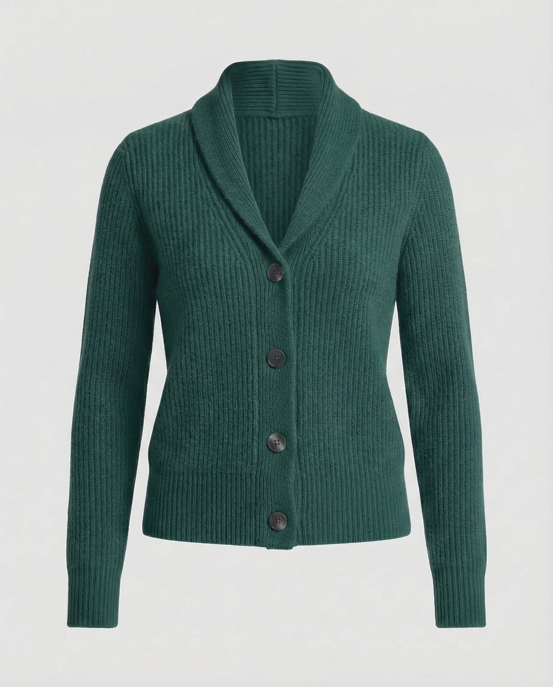 Comfortable Ribbed Knit Cardigan for Women with Shawl Collar Long Sleeve Button Front Relaxed Style