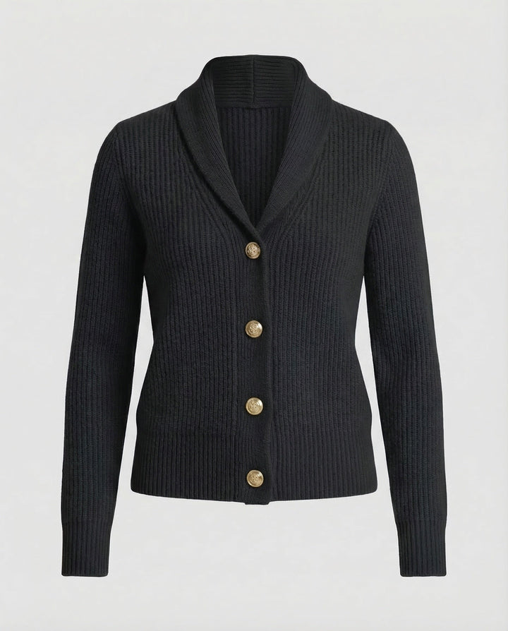 Comfortable Ribbed Knit Cardigan for Women with Shawl Collar Long Sleeve Button Front Relaxed Style