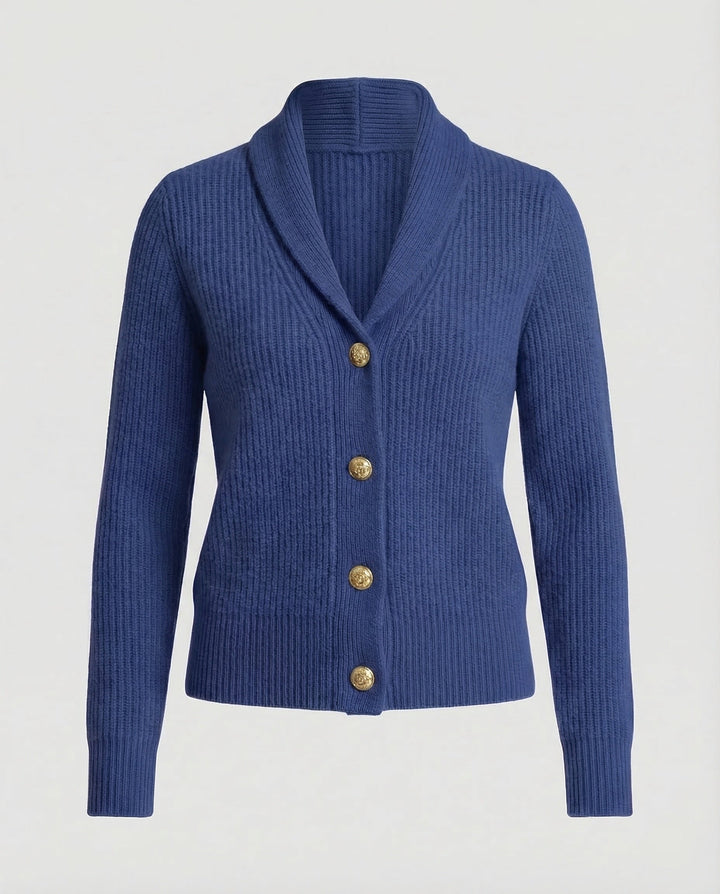Comfortable Ribbed Knit Cardigan for Women with Shawl Collar Long Sleeve Button Front Relaxed Style