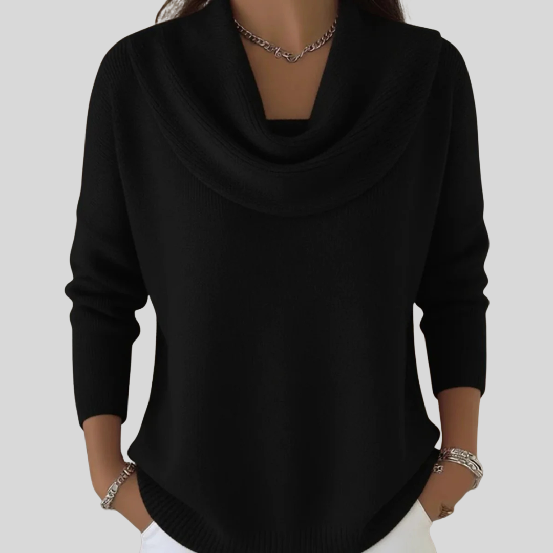 Comfortable Ribbed Sweater for Women with Cowl Neck Long Sleeve Relaxed Oversized Style