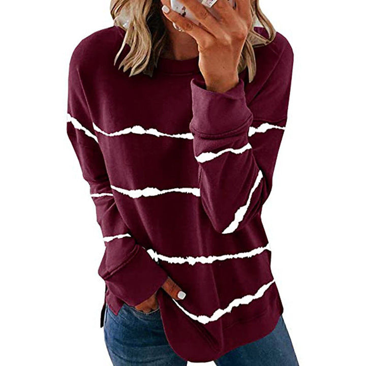 Comfortable Striped Sweatshirt for Women with Crew Neck Long Sleeve Relaxed Oversized Knit Style