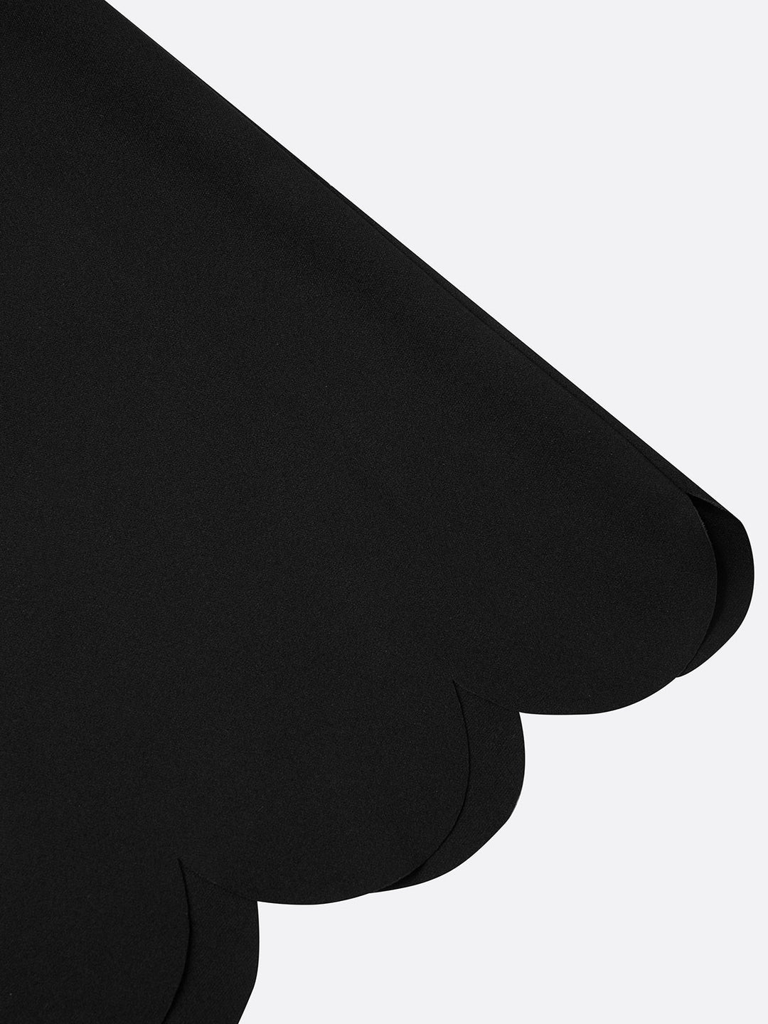 Elegant Black Midi Dress for Women with Scalloped Sweetheart Neck Short Sleeve Fit and Flare Cocktail Style
