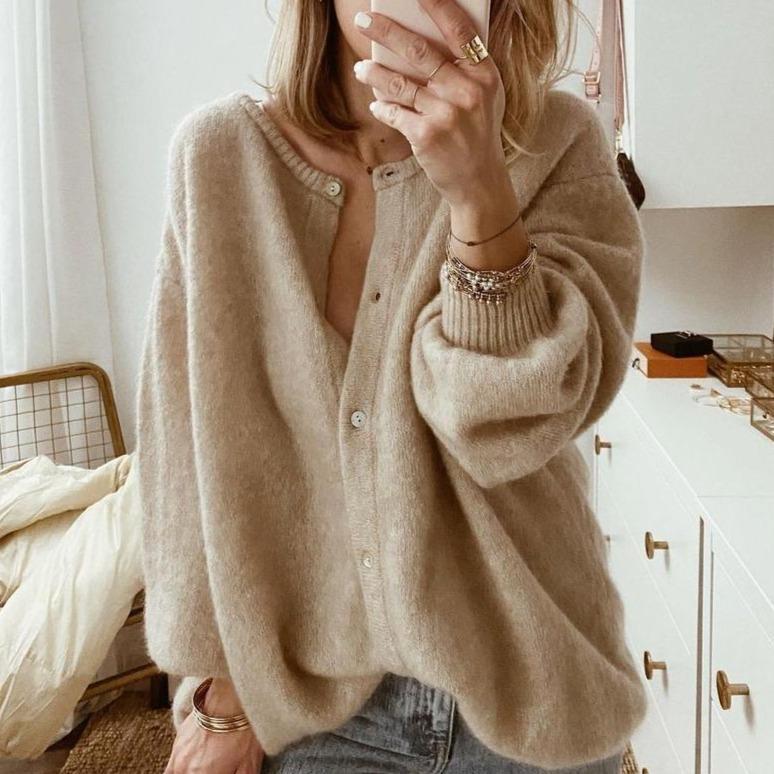 Comfortable Brown Knit Cardigan for Women