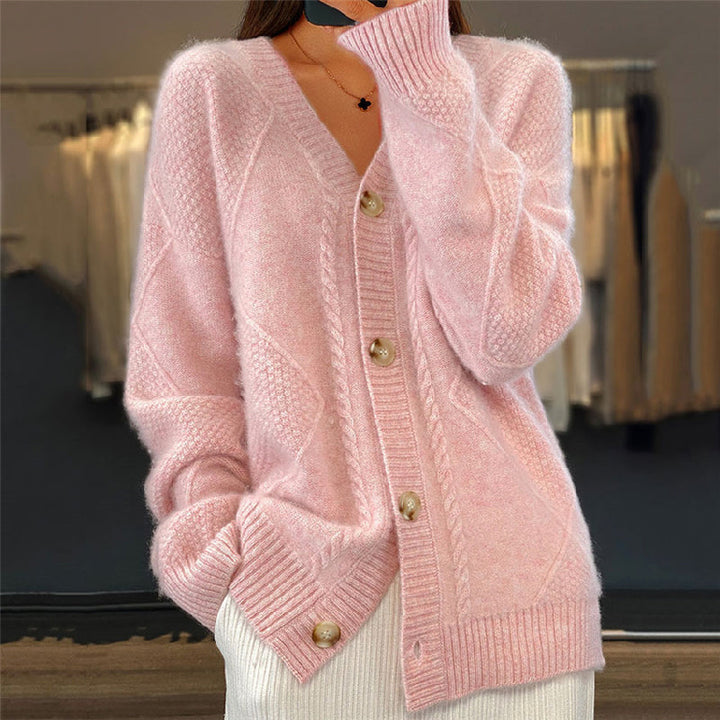 Comfortable Cable Knit Cardigan Sweater for Women