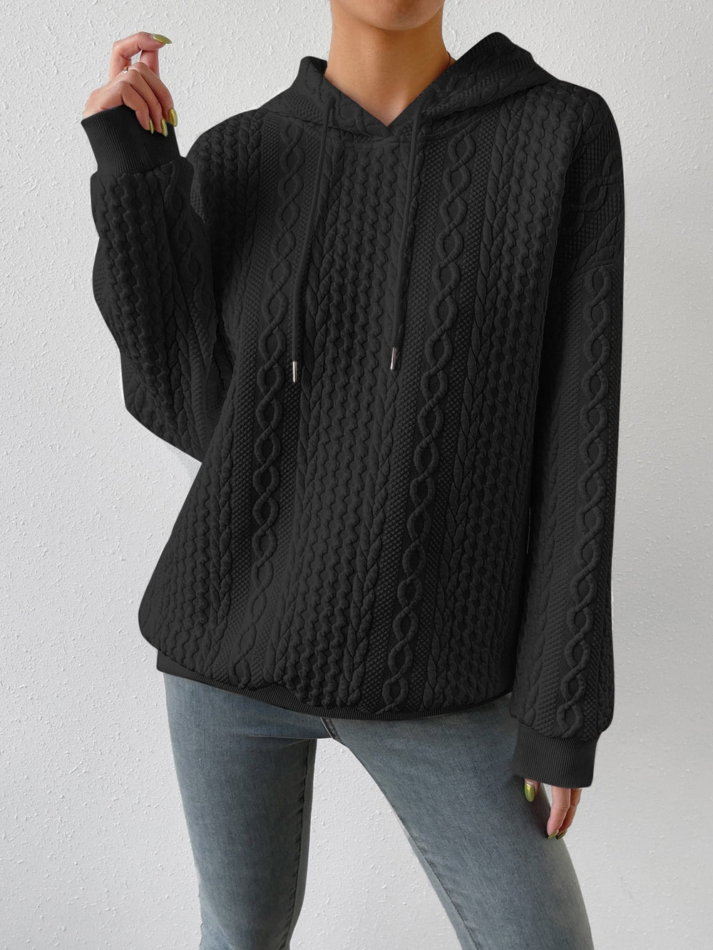 Comfortable Cable Knit Hoodie for Women – view 2