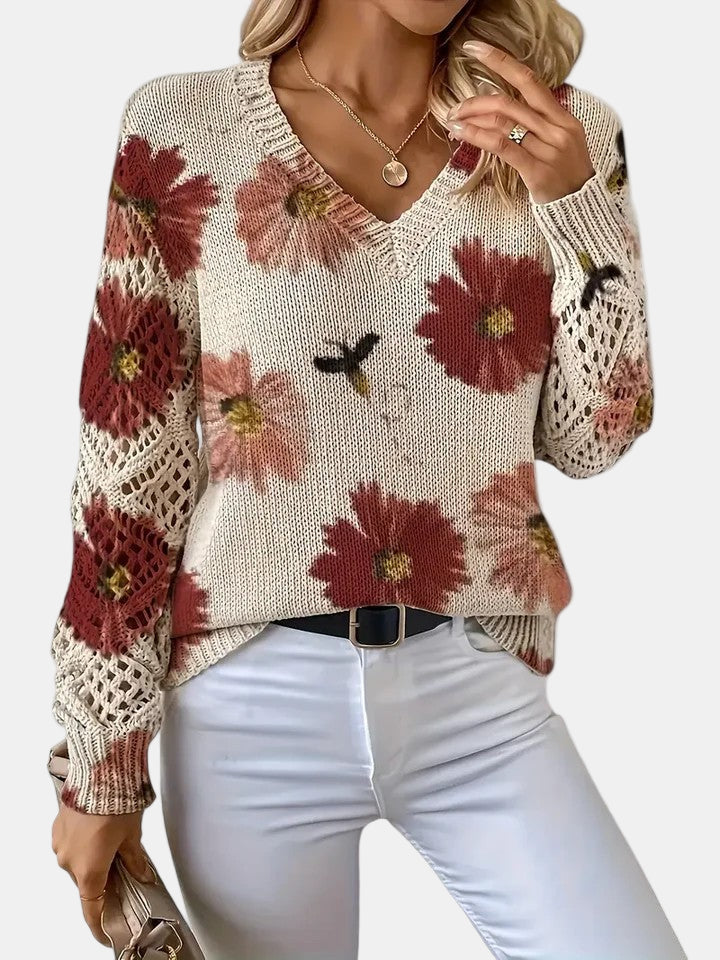 Comfortable Floral Crochet Sweater for Women – view 14