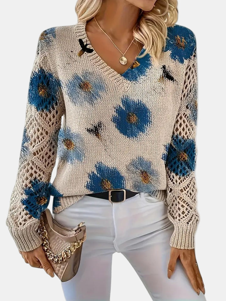 Comfortable Floral Crochet Sweater for Women – view 15
