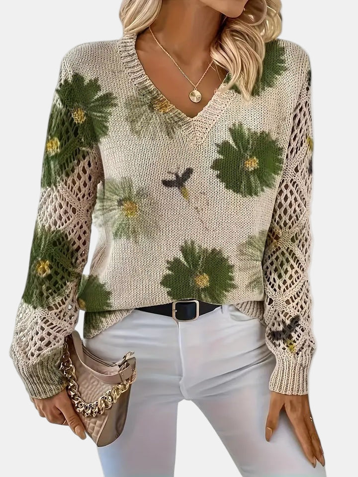 Comfortable Floral Crochet Sweater for Women – view 18