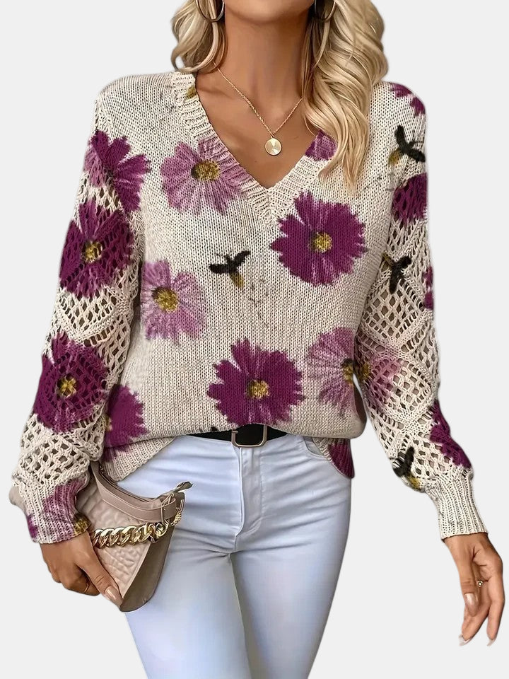 Comfortable Floral Crochet Sweater for Women – view 4