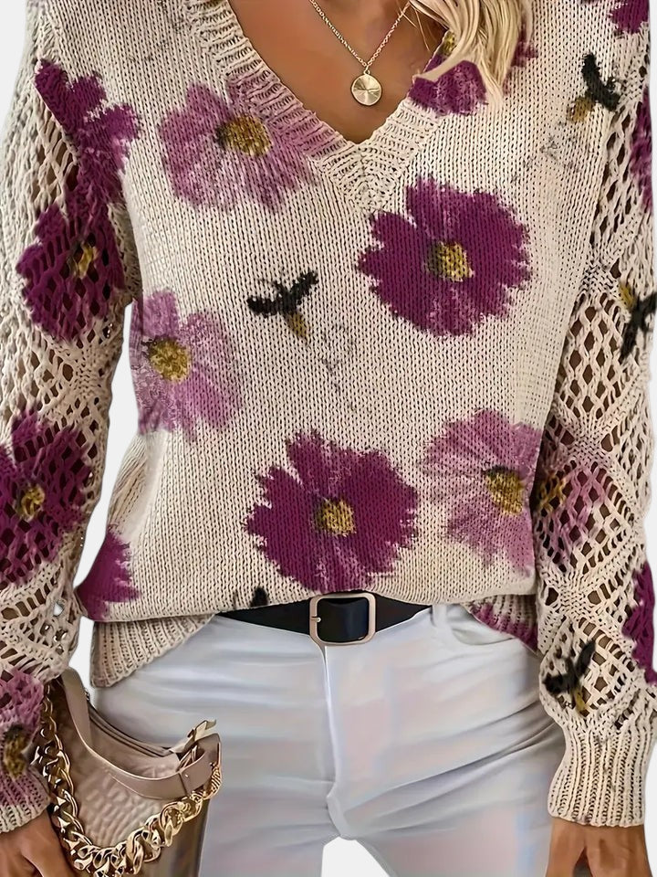 Comfortable Floral Crochet Sweater for Women – view 5