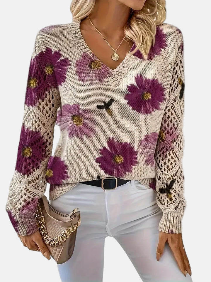 Comfortable Floral Crochet Sweater for Women – view 6