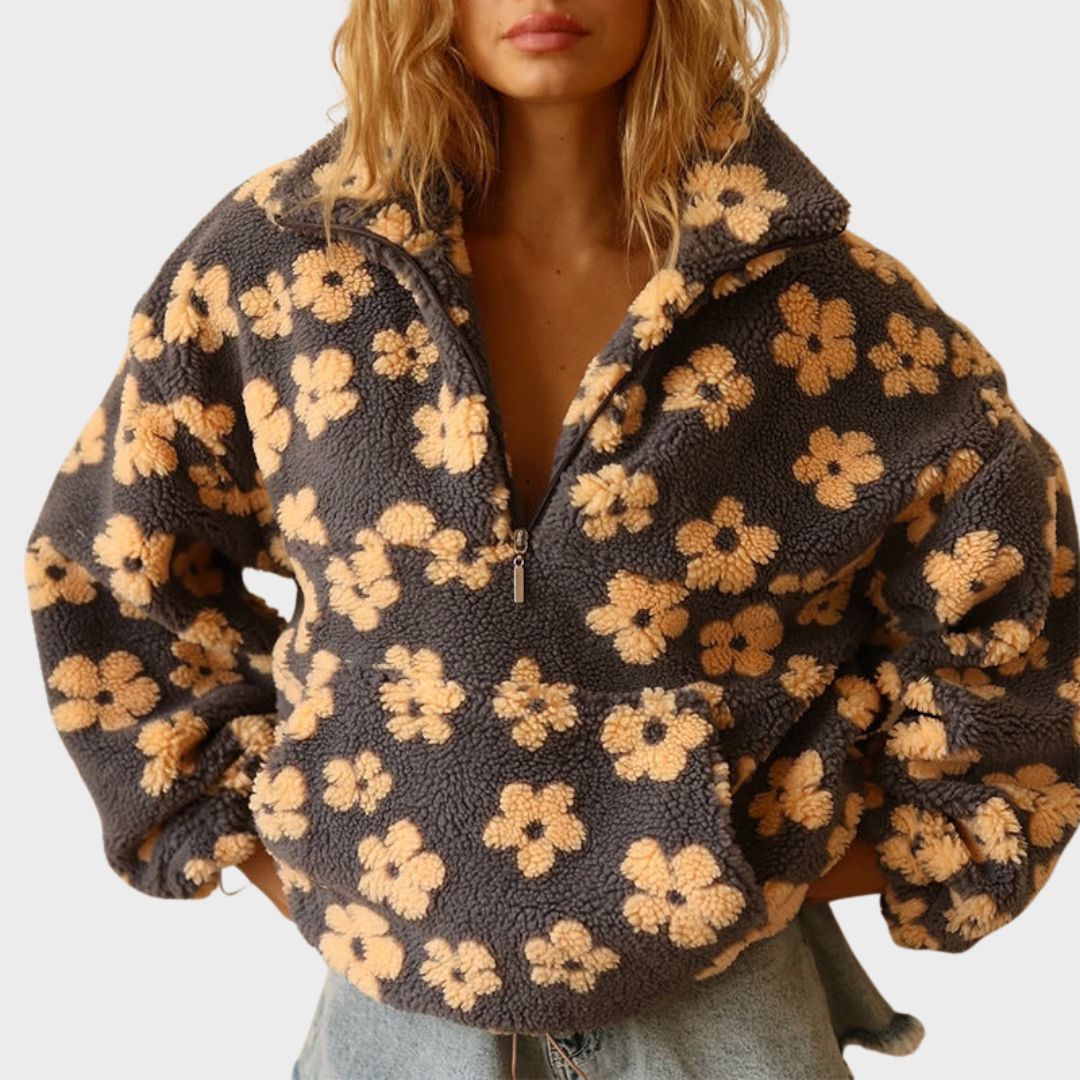 Comfortable Floral Sherpa Pullover for Women
