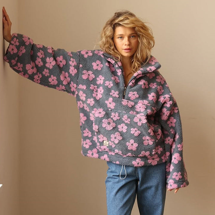 Comfortable Floral Sherpa Pullover for Women – view 5