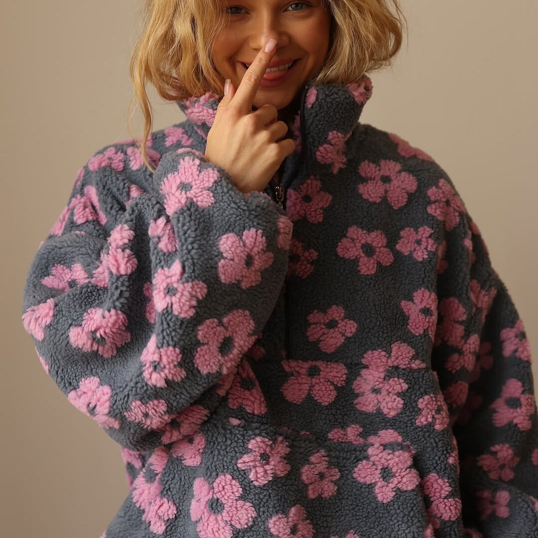 Comfortable Floral Sherpa Pullover for Women – view 6