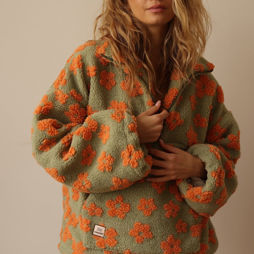 Comfortable Floral Sherpa Pullover for Women – view 9