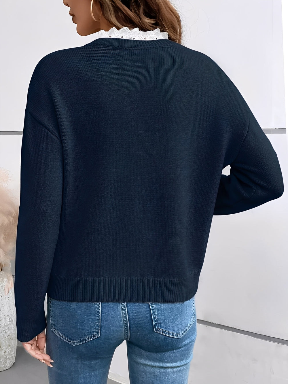 Comfortable Lace Trim Sweater for Women – view 2