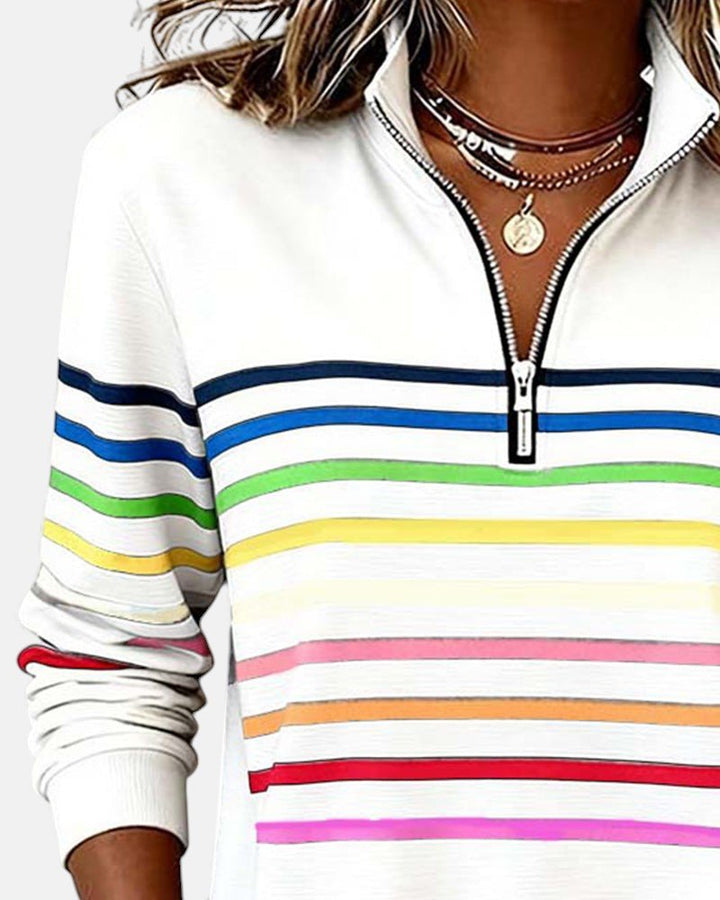 Comfortable Rainbow Striped Sweatshirt for Women – view 11