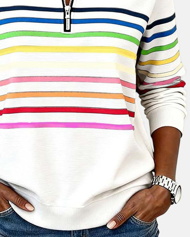 Comfortable Rainbow Striped Sweatshirt for Women – view 12