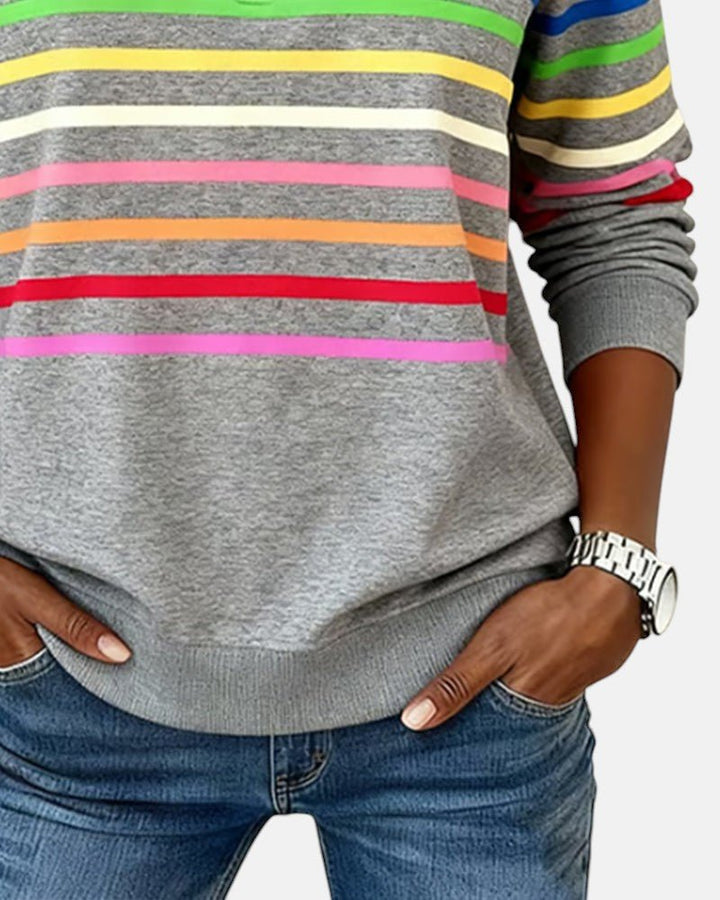 Comfortable Rainbow Striped Sweatshirt for Women – view 8
