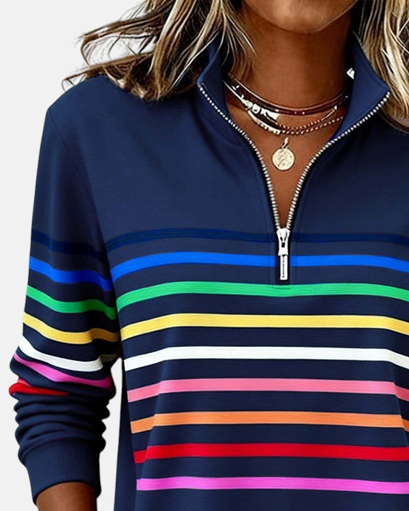 Comfortable Rainbow Striped Sweatshirt for Women – view 9