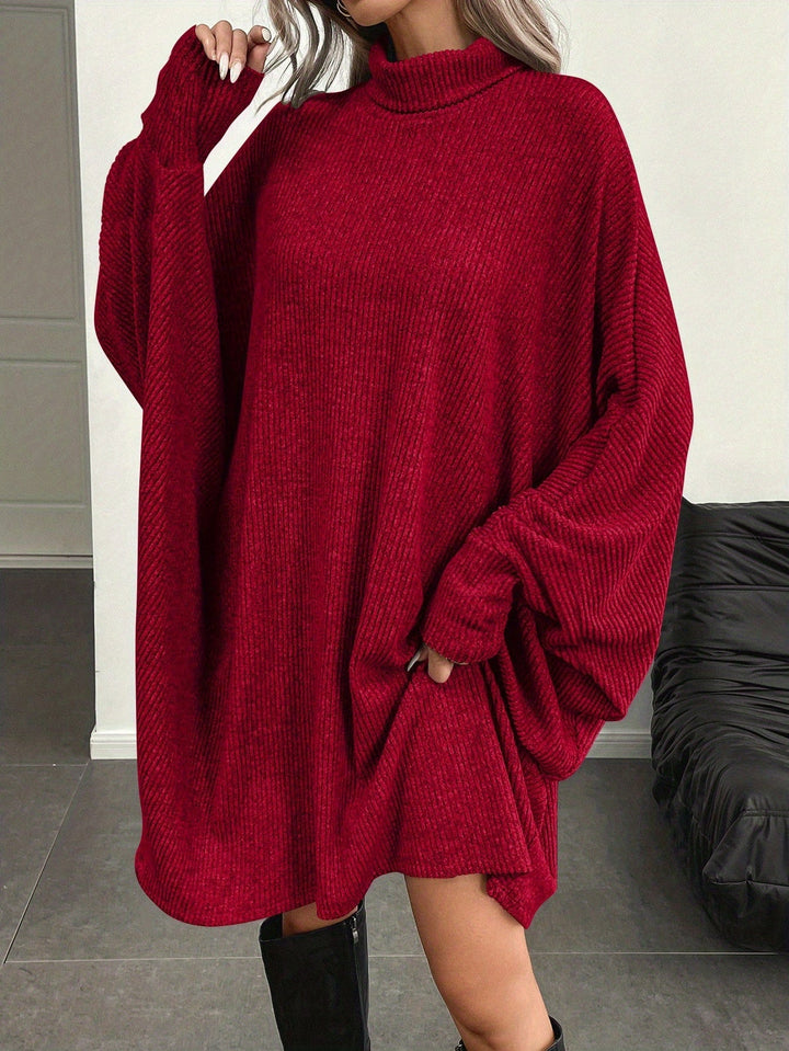 Comfortable Ribbed Knit Sweater Dress for Women – view 6