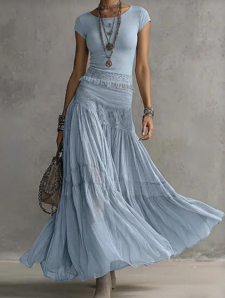Effortless Blue Lace Two Piece Set for Women