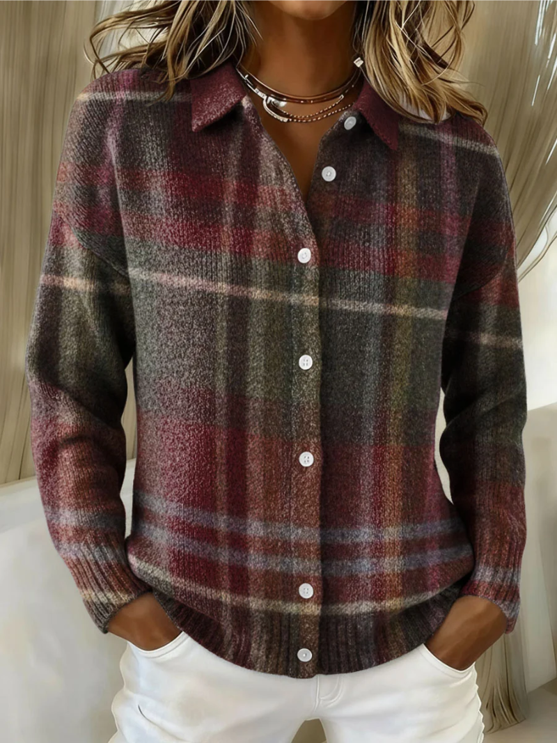 Effortless Burgundy Plaid Shirt for Women