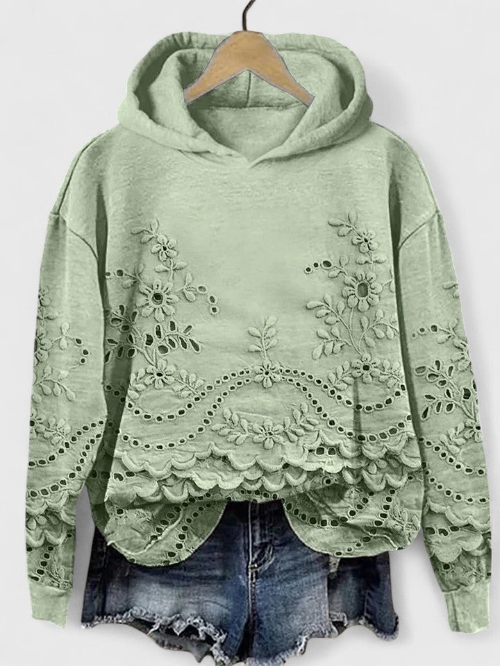 Effortless Eyelet Embroidered Cropped Hoodie for Women – view 3