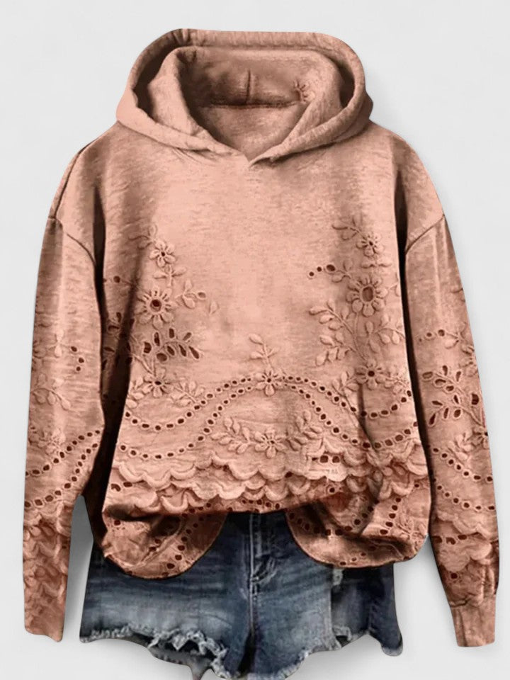 Effortless Eyelet Embroidered Cropped Hoodie for Women – view 6