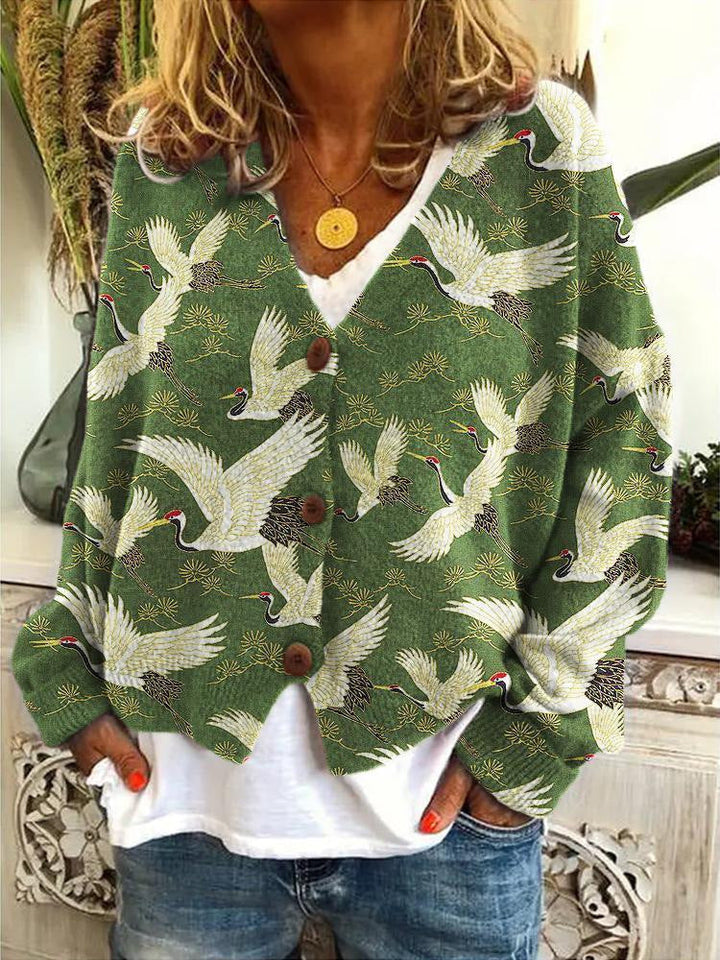 Effortless Floral Print Cardigan Sweater for Women – view 4
