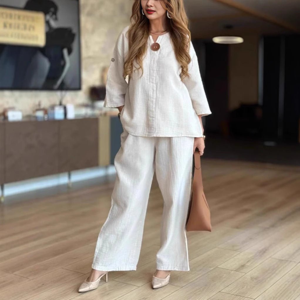 Effortless Linen Wide Leg Set for Women