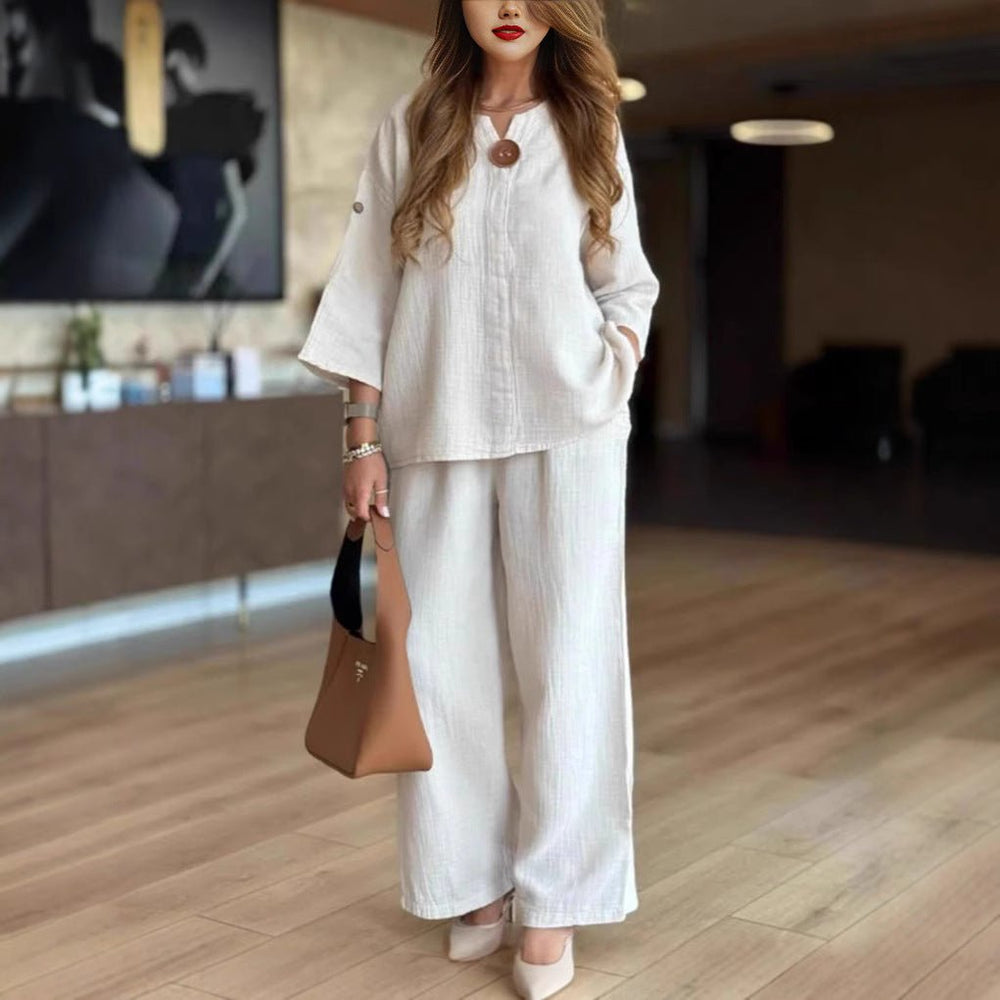 Effortless Linen Wide Leg Set for Women – view 2
