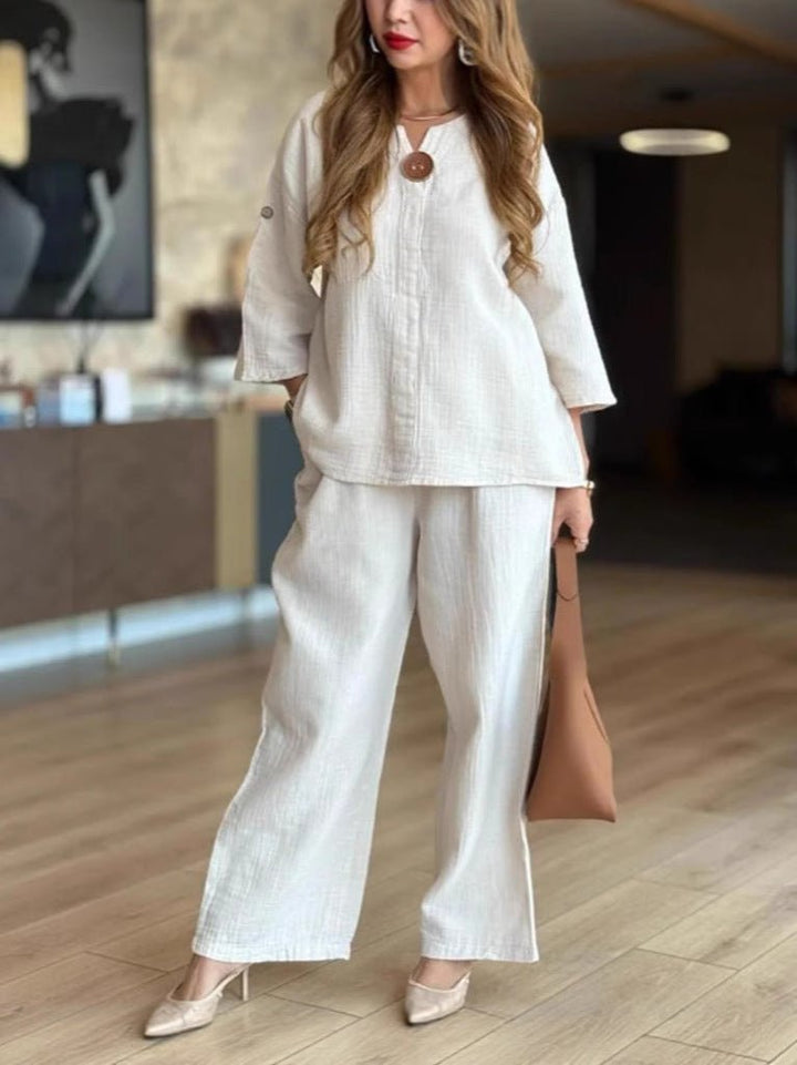 Effortless Linen Wide Leg Set for Women – view 6