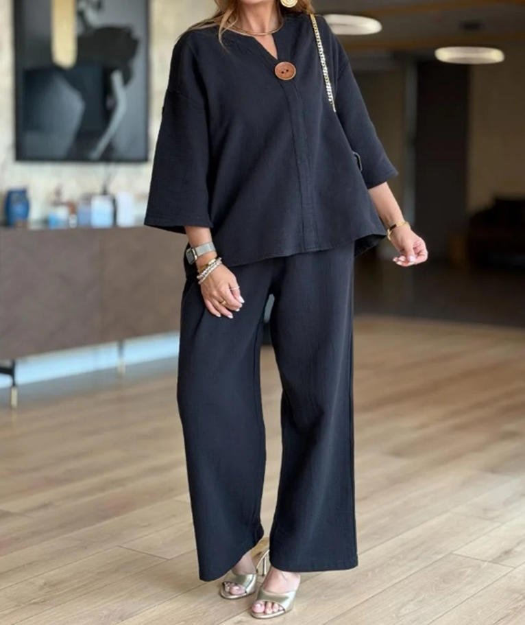 Effortless Linen Wide Leg Set for Women – view 8