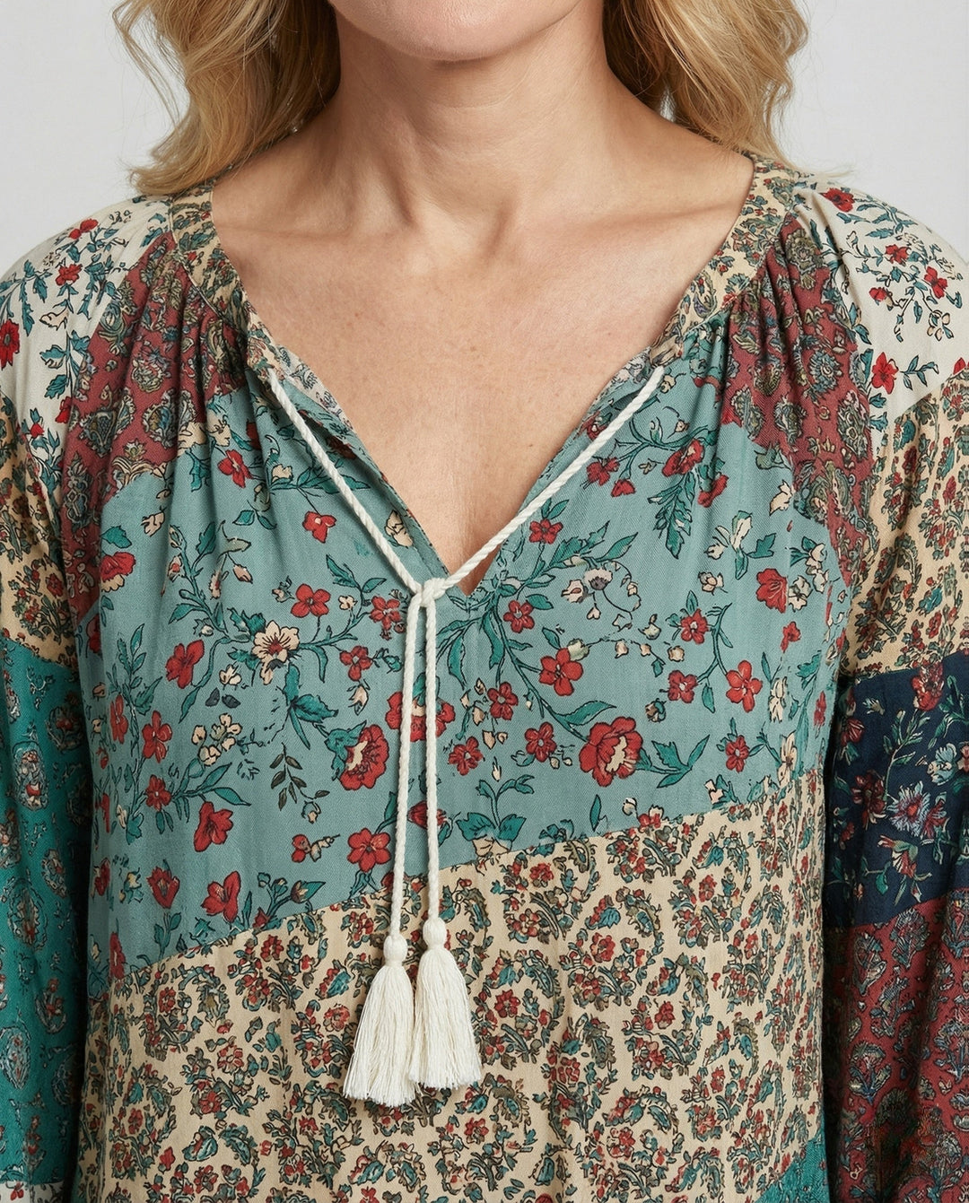 Effortless Patchwork Floral Blouse for Women – view 4