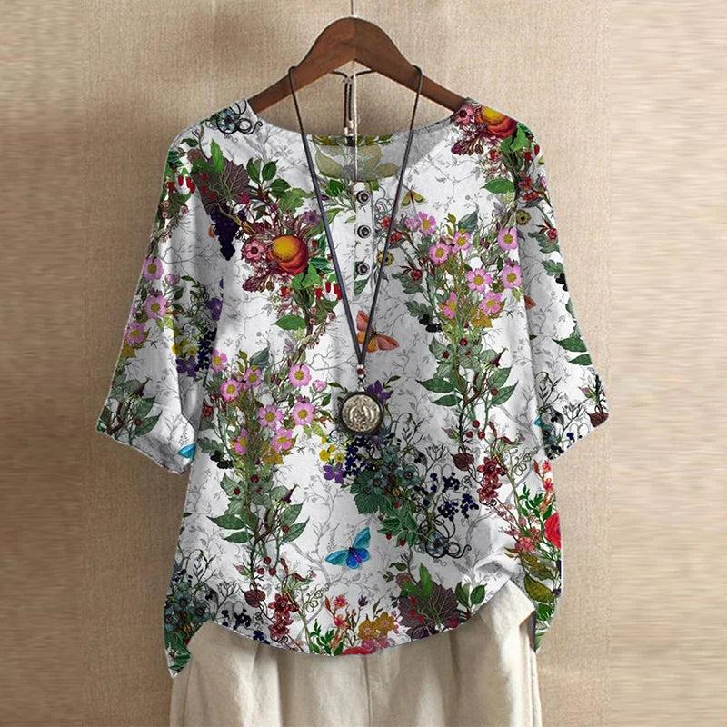 Effortless Patchwork Print Blouse for Women – view 10