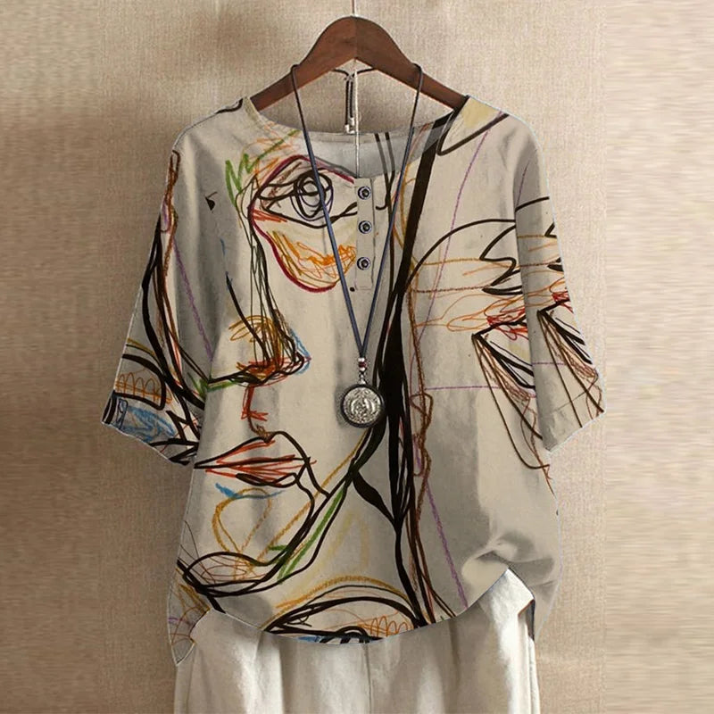 Effortless Patchwork Print Blouse for Women – view 11