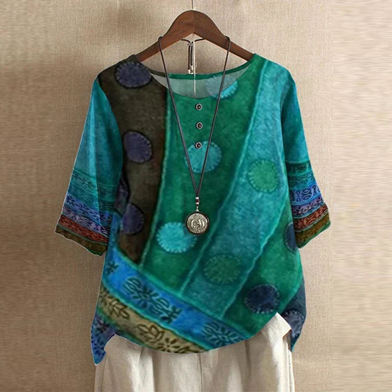 Effortless Patchwork Print Blouse for Women – view 3