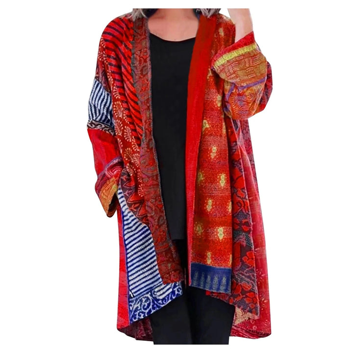 Effortless Patchwork Print Kimono Cardigan for Women – view 4
