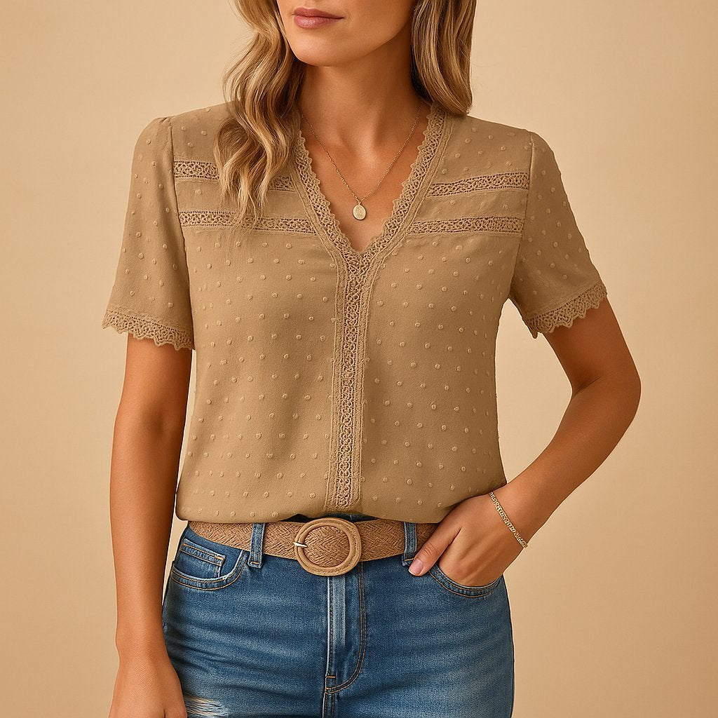 Effortless Swiss Dot Blouse for Women