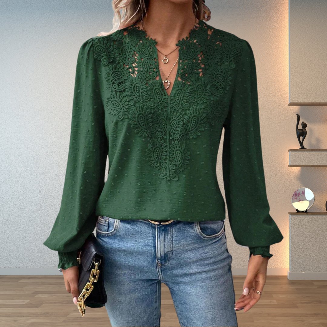 Effortless Swiss Dot Lace Blouse for Women – view 4