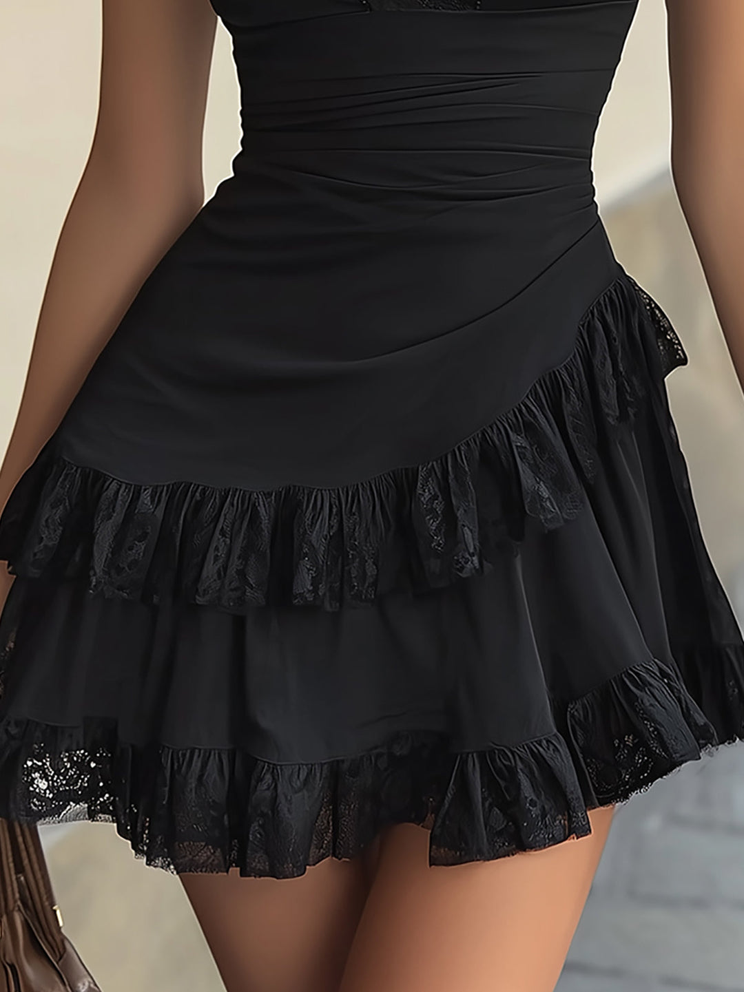 Elegant Black Lace Mini Dress for Women – view 3