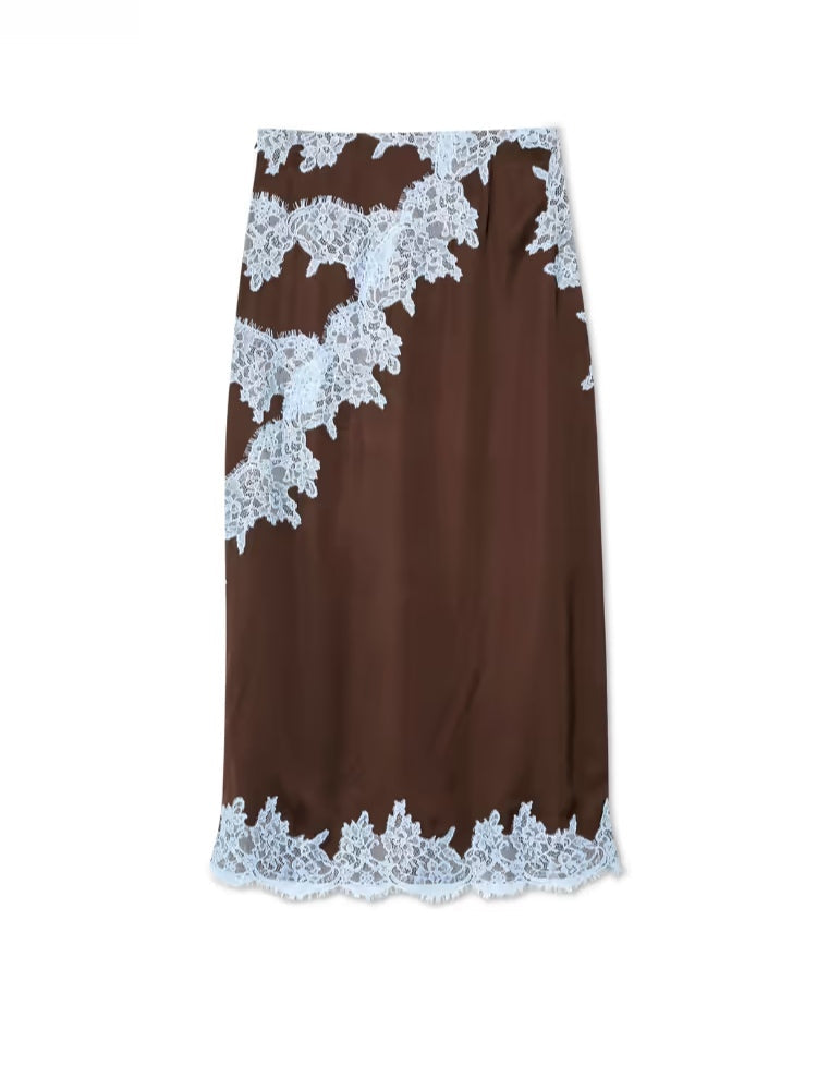 Elegant Brown Satin Two Piece Set for Women – view 10