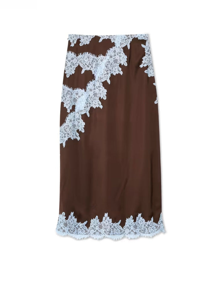 Elegant Brown Satin Two Piece Set for Women – view 10