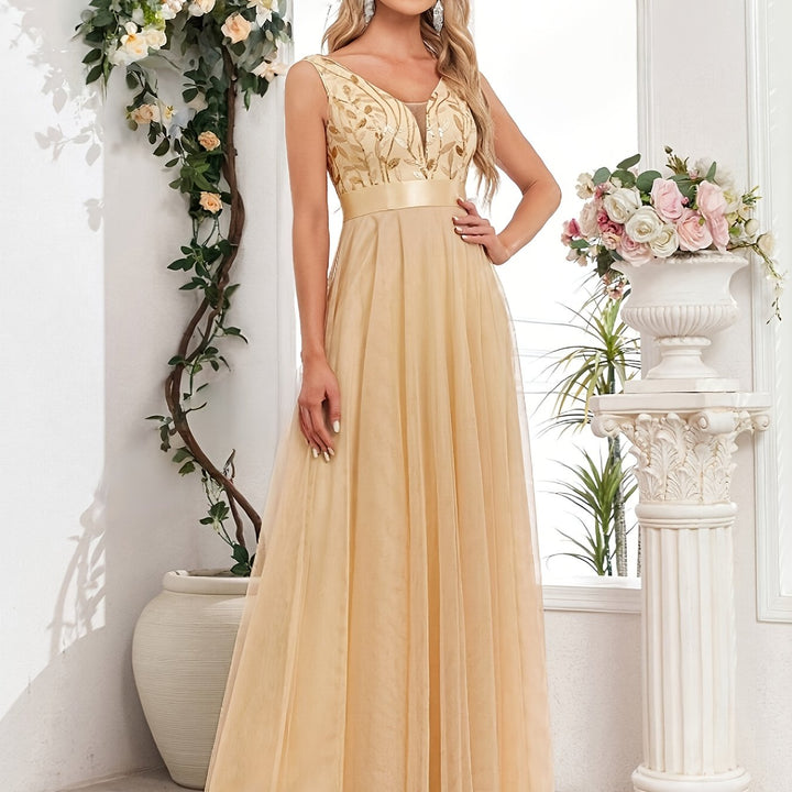 Elegant Embroidered Sequin Maxi Dress for Women – view 12