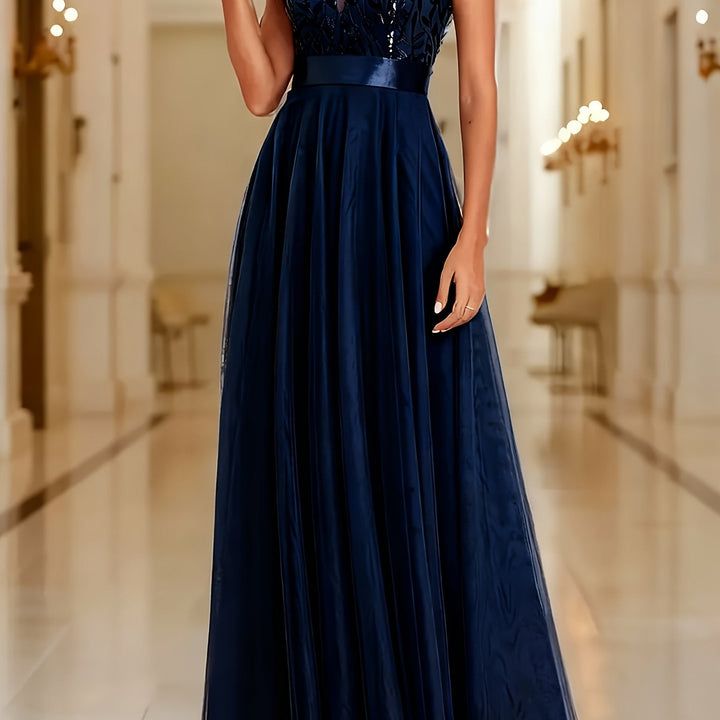 Elegant Embroidered Sequin Maxi Dress for Women – view 13
